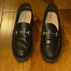 Esprit Women's Classic Black Loafers with Gold Accent